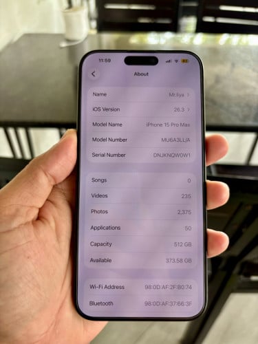 iPhone 15 Pro Max LL 512G សំណុំស្អាត