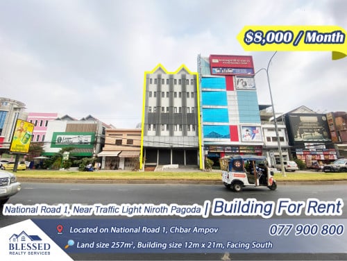 National Road 1, Near Traffic Light Niroth Pagoda 💥 Building for Rent 💥