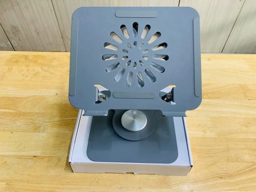 Laptop Stand Metal 360 Rotate (Single LED Fan) មានការធានា1ខែ ពេញ អីវ៉ាន់មាននៅក្នុងស្តុក 📩