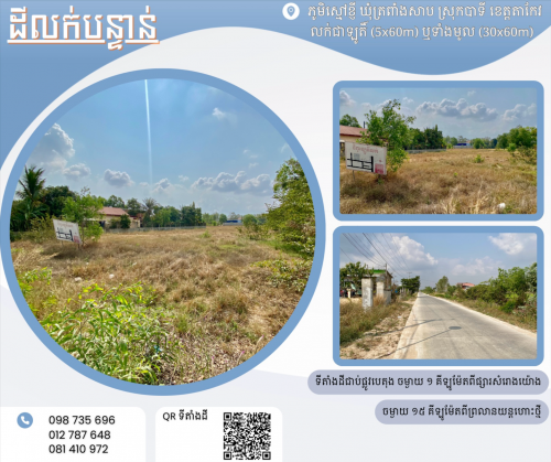 ដីជួល ឬលក់បន្ទាន់ ស្រុកបាទី ខេត្តតាកែវ