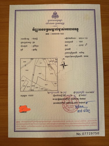 ដីលក់ប្លង់រឹង 2.3 ha ផ្លូវ 12 m