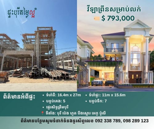 វីឡាព្រីនម៉ូដថ្មី Prince Modern Villa សម្រាប់លក់