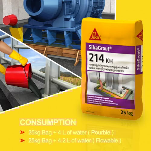 SikaGrout®-214 KH – បេតុងបង្ហូរដែលមានគុណភាពខ្ពស់ហើយជួយបង្រ្គប់ការរួមមាឌនៃបេតុង (25kg)