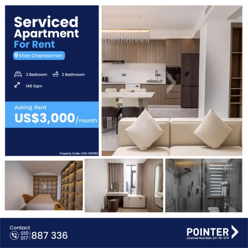 🏢 Luxury 2 Bedroom Apartment For Rent at Tonle Bassac