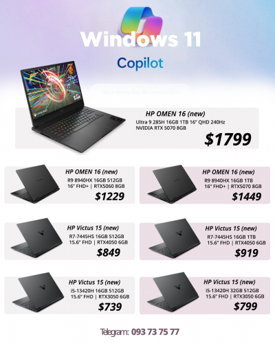 HP Omen 16 Gaming  Intel Core Ultra 9 285H 16GB   1TB 16" RTX5060 : $1799