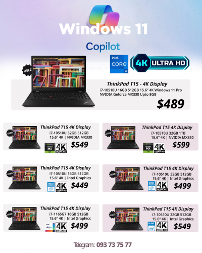 Lenovo ThinkPad T15 / i7 10510U 16GB 512GB 15.6" 4K / Intel Graphics = $449