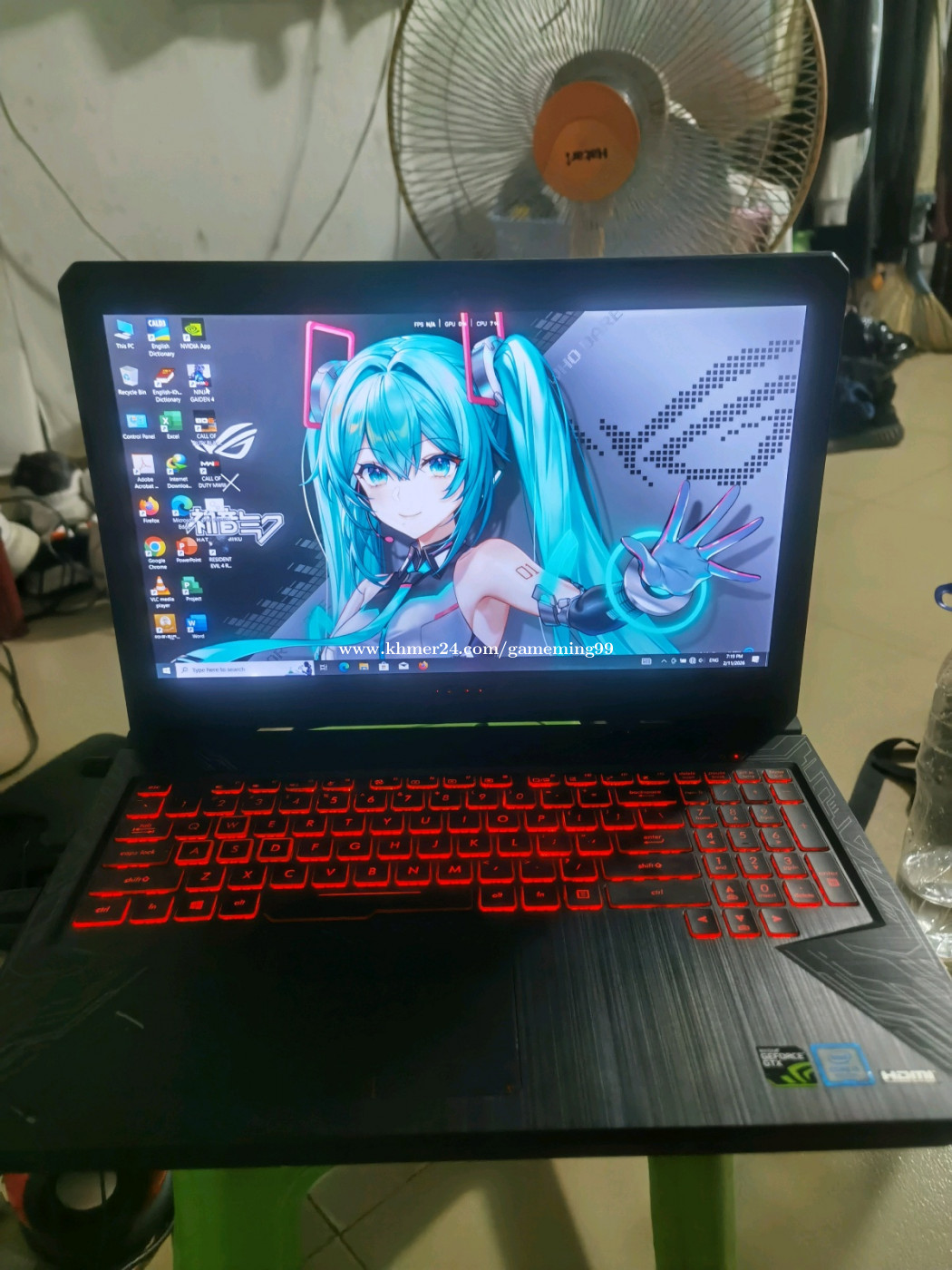 gaming laptop asus i5 8th GTX 1050ti 4g m2 256g hhd 500g ram 16g ស្ទេី ...