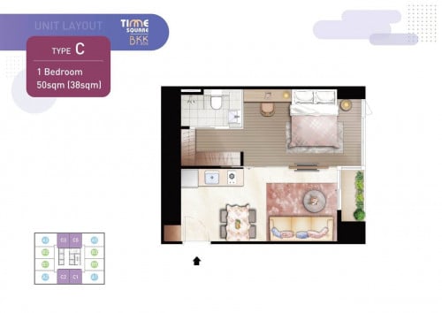 One Bedroom resale at Time Square 5 bkk1