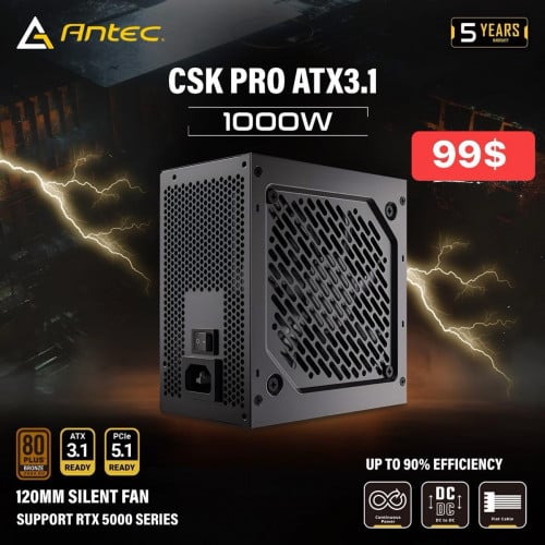 Power Supply Destop New Brand Antec 1000W អីវ៉ាន់មាននៅក្នុងស្តុកមានការធានា1ឆ្នាំពេញ  📩💕✅