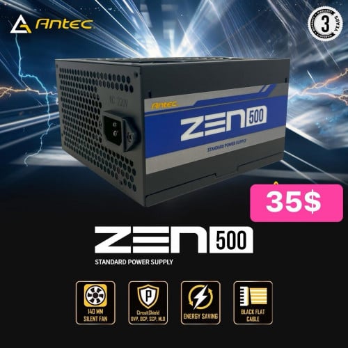 Power Supply Destop New Brand Antec  ZEN 500អីវ៉ាន់មាននៅក្នុងស្តុកមានការធានា1ឆ្នាំពេញ  📩💕✅