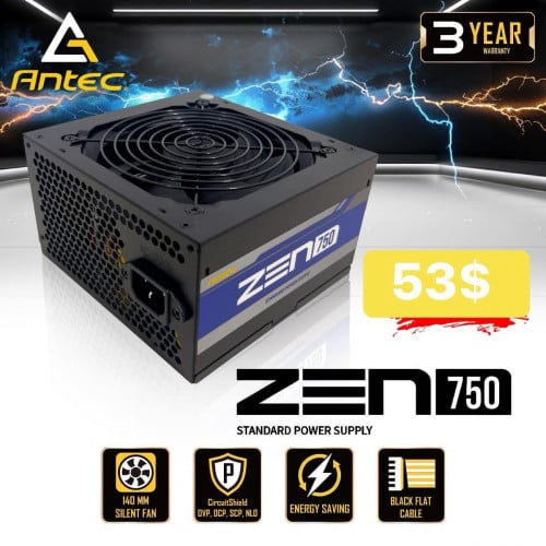Power Supply Destop New Brand Antec  ZEN 750 អីវ៉ាន់មាននៅក្នុងស្តុកមានការធានា1ឆ្នាំពេញ  📩💕✅