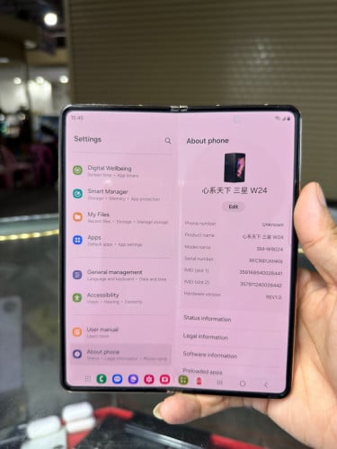 Samsung Fold W24 Edition CH Sim2 Ram12GB HD512GB Phone Condition 97% , បារ៉តអេក្រង់ក្នុងបន្តិច
