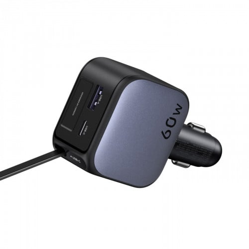 UGREEN 60W Retractable Cable Car Charger 55212B