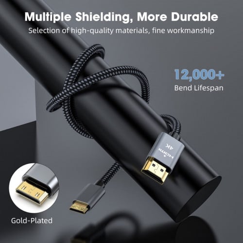 Mini HDMI to HDMI cable  4k (2M) ថ្មីគុណភាពល្អ