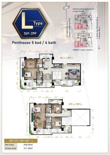 [Resale] Duplex Penthouse of 412 Sq.m. with 5Beds 4Ba for $1.68M at Picasso City Garden -BKK1