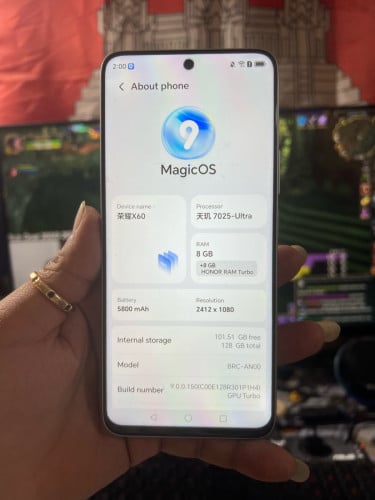 Honor x60 / ram8g+8g / 128g / CN sim2 / សុំណុំហ្សុីនស្អាត 99% លក់តំលៃក្រោមទីផ្សារនៅកម្ពុជា 125$ ដាច់