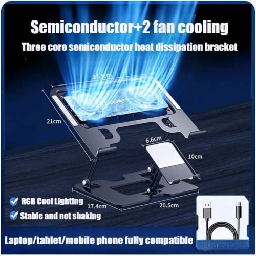 Laptop 2-in-1 Cooling Bracket stand with cooling fan