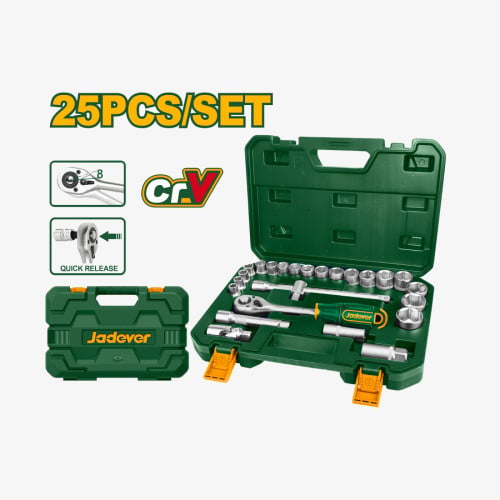 🇫🇷 ឈុតសោប្រអប់ 1/2″ 25 pcs ម៉ាក Jadever | Jadever 25 pcs 1/2-inch Socket Set JDST2D25