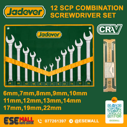 🇫🇷 ឈុតសោ CVR 12 ខ្នាត ម៉ាក Jadever | Jadever 12 pcs Combination Spanner Set JDSP1M12