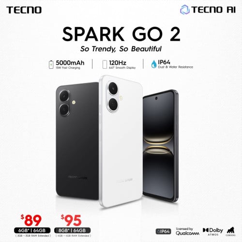 Tecno Spark Go 2 (3GB+3GB/64GB) ថ្មីធានា1ឆ្នាំ
