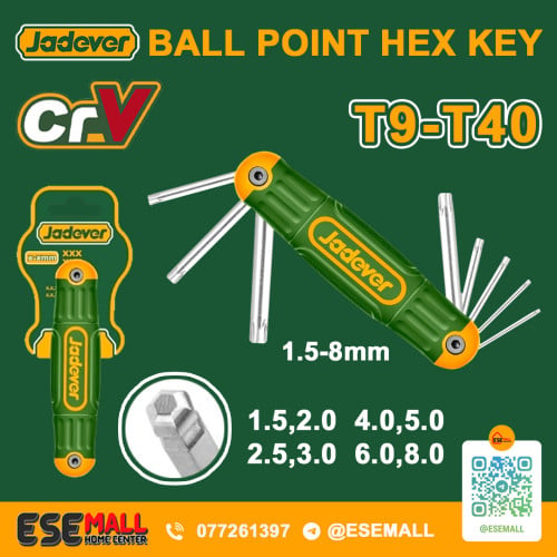 Ball Point Hex Key Set 1.5โ8mm (8 Pcs) JDHK2281 JADEVER