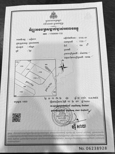 ដីលក់ បែរទិសខាងកើត ប្លង់រឹង(184m2)