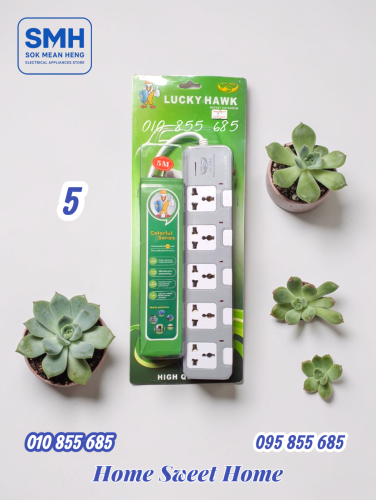 ព្រីភ្លើង Lucky Hawk Socket Extension _ 4 / 5 / 6 + USB