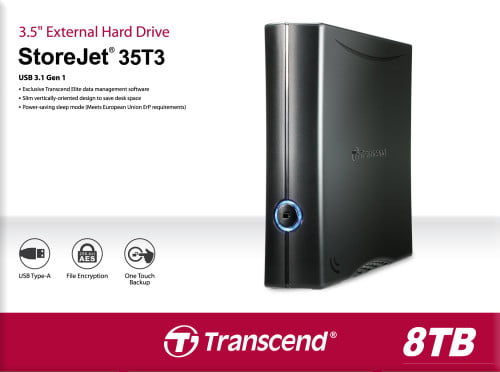 Transcend Storejet 8TB 3.5" T3, Portable HDD TS8TSJ35T3
