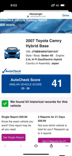 Camry hybrid full option 2007 2BVxx