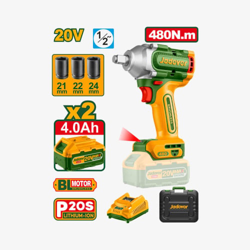 ម៉ូទ័រដោះប៊ូឡុង 480Nm | Cordless Impact Wrench 20V Brushless 480Nm 1/2″ JDCD1B48 JADEVER