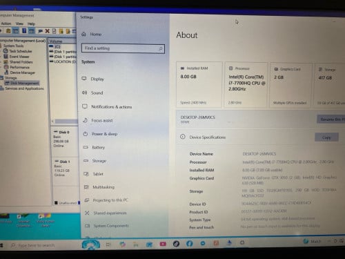 Lenovo gameing i7 7th ram8G m.to128G+SSD256G