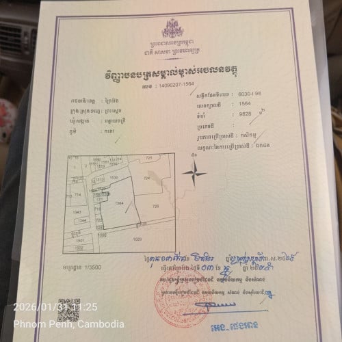 (1000$/1ម៉ែតដើរ) ដីលក់ជាប់ព្រំដែនវៀតណាម ច្រកព្រំដែនបន្ទាយចក្រី ដីជាប់ផ្លូវកៅស៊ូរដ្ឋ 15 ម៉ែត