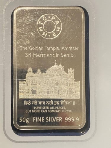 MMTC-PAMP guru Nanak 50-grams colorized silver bar