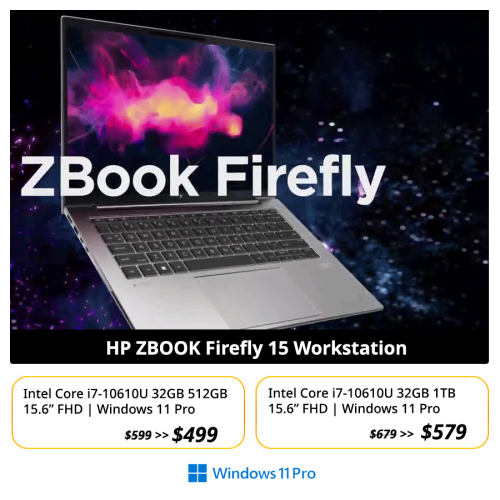 HP ZBook Firefly 15 G7 | i7-10610U 32GB 512GB 15.6" FHD = $499