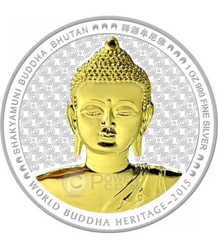 Kingdom of Bhutan 250 1 oz Silver 2015 World Buddha Heritage Shakyamuni Buddha, Bhutan Proof