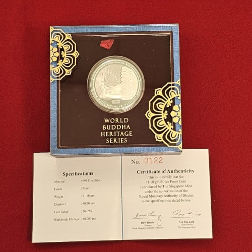 Kingdom of Bhutan Nu.250 - 1 oz 999 Fine Silver 2011 World Buddha Heritage - Wat Pho
