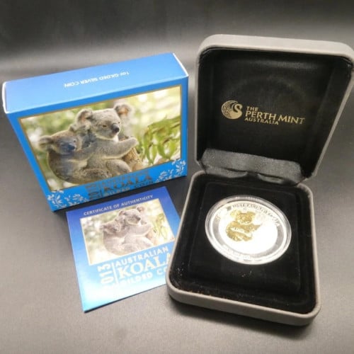 Australia 2013 KOALA 1oz Silver Proof Gilded $1 Coin