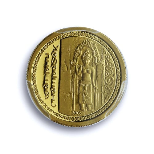 Laos 1000-kip Wat Phu KM-136 History Religion gold coin 2005
