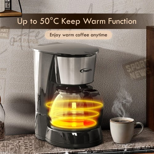 0.6L Coffee Maker with Thermostatic Panel and Washable Filter