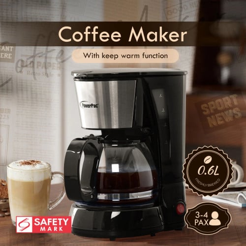0.6L Coffee Maker with Thermostatic Panel and Washable Filter