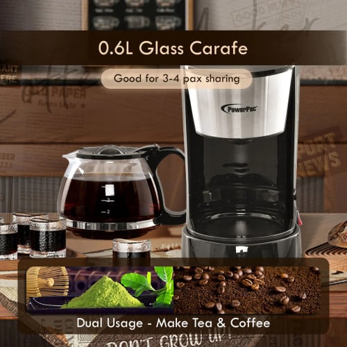 0.6L Coffee Maker with Thermostatic Panel and Washable Filter