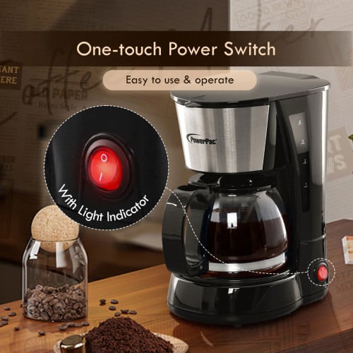 0.6L Coffee Maker with Thermostatic Panel and Washable Filter