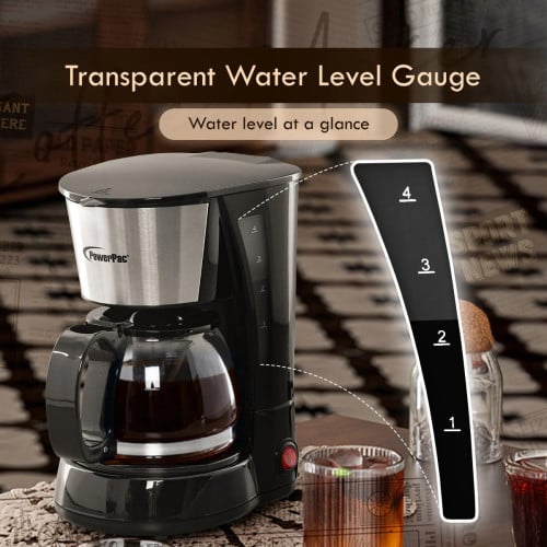 0.6L Coffee Maker with Thermostatic Panel and Washable Filter