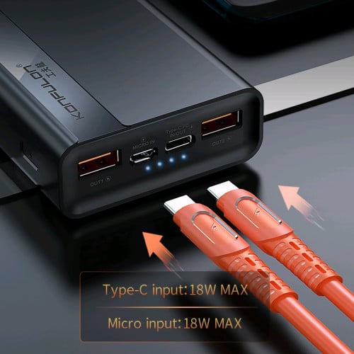 22.5W 20000mah powerbank type-c in&output black color