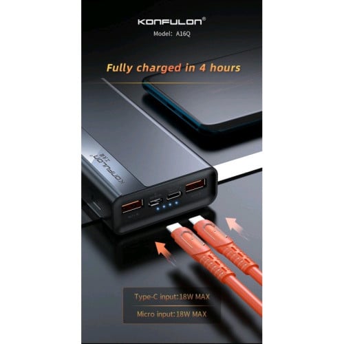 22.5W 20000mah powerbank type-c in&output black color