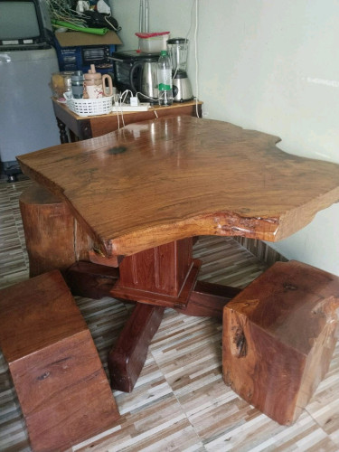 FINAL MOVING SALE! 65% DISCOUNT! Wooden Table set with 4 wooden Stools/Rocking - Reclining Chair