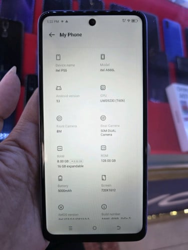 itel P55 ram8G+8G/128G sim2 ធានាហ្សីនសុំនុំ ស្អាត99%