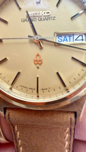 Original Ultra Rare Vintage SEIKO GRAND Quartz Cap-Gold Yellow Gold Dial Day-Date JDM 1978 - Con 90%