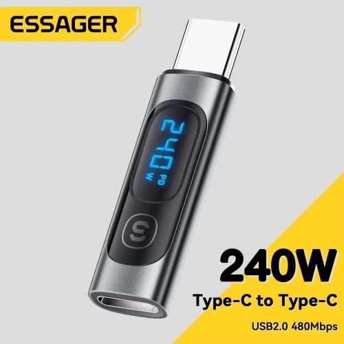 Aluminum LED Power Display USB Type-C to Type-C Adapter ឌុយ OTG Type-C មានលេខមើលកំលាំងសាក