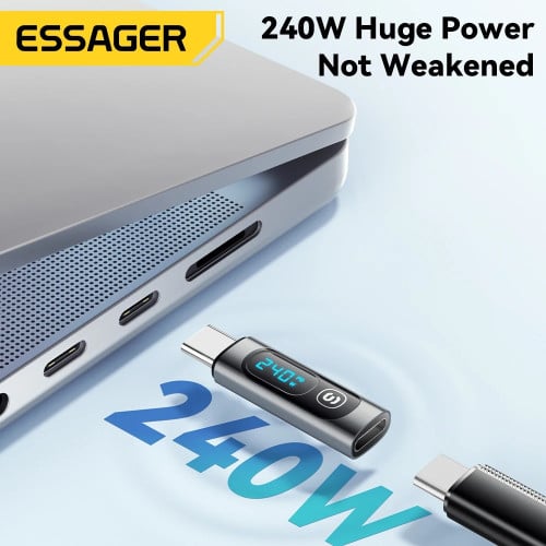 Aluminum LED Power Display USB Type-C to Type-C Adapter ឌុយ OTG Type-C មានលេខមើលកំលាំងសាក